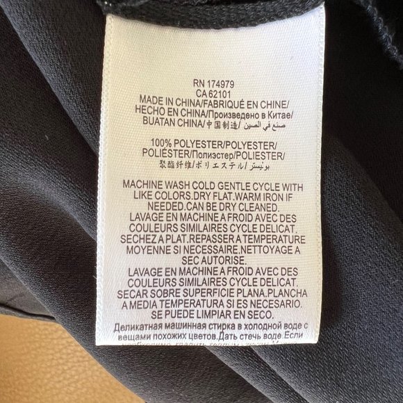 BCBGMaxAzaria Long Sleeve Midi Dress Size 6 Black Ruching Cocktail Bodycon - Picture 13 of 14